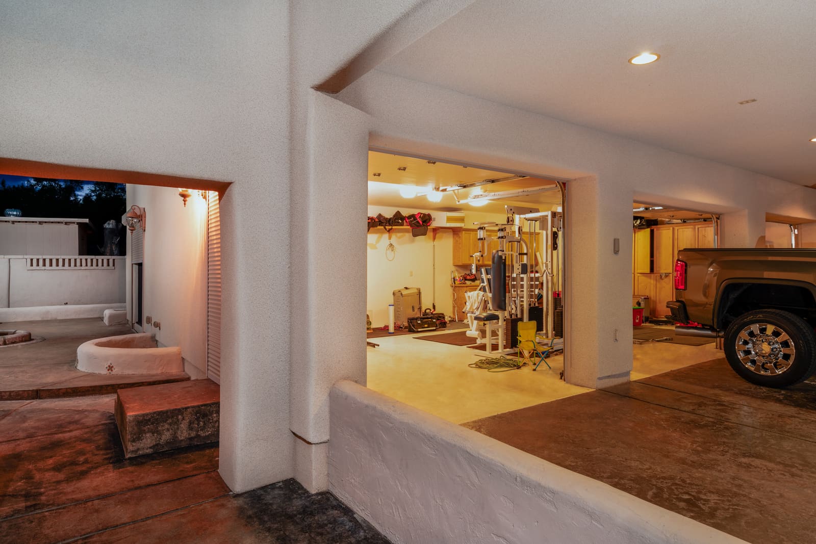 Six-car garage and carport